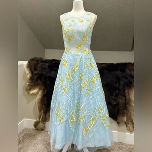 Charming Organza & Floral Lace with Beads Party  Dress/ Prom Dress